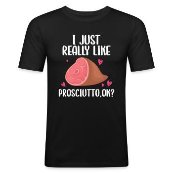 Jambon - T-shirt près du corps Homme - noir - Devant - Nik (191cm)