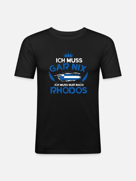 Rhodos - Männer Slim Fit T-Shirt - Schwarz