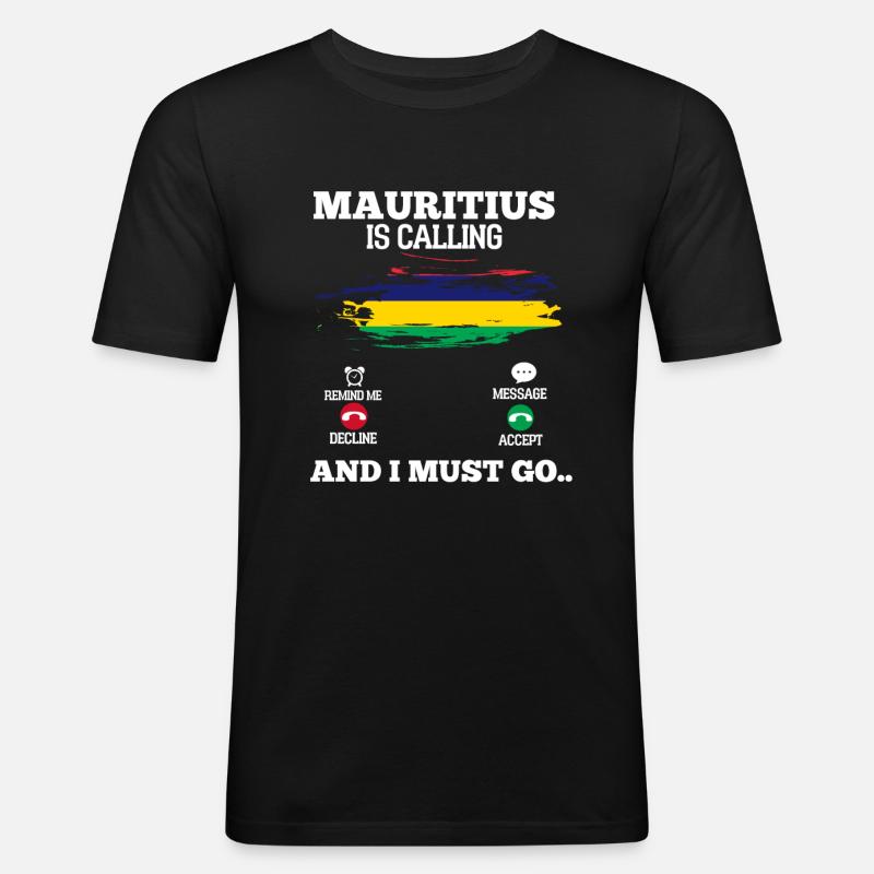 Mauritius - Männer Slim Fit T-Shirt - Schwarz