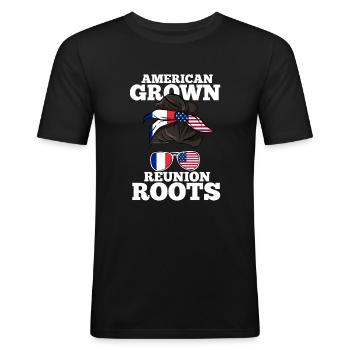 Réunion - T-shirt près du corps Homme - noir - Devant - Nik (191cm)