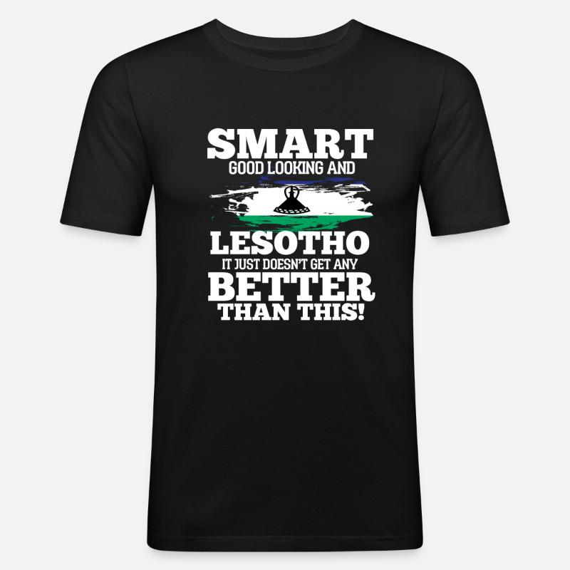 Lesotho - Männer Slim Fit T-Shirt - Schwarz