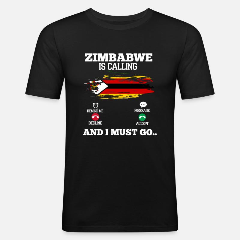 Simbabwe - Männer Slim Fit T-Shirt - Schwarz