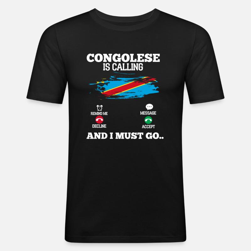 Kongo - Männer Slim Fit T-Shirt - Schwarz