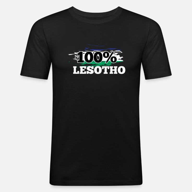 Lesotho - Männer Slim Fit T-Shirt - Schwarz