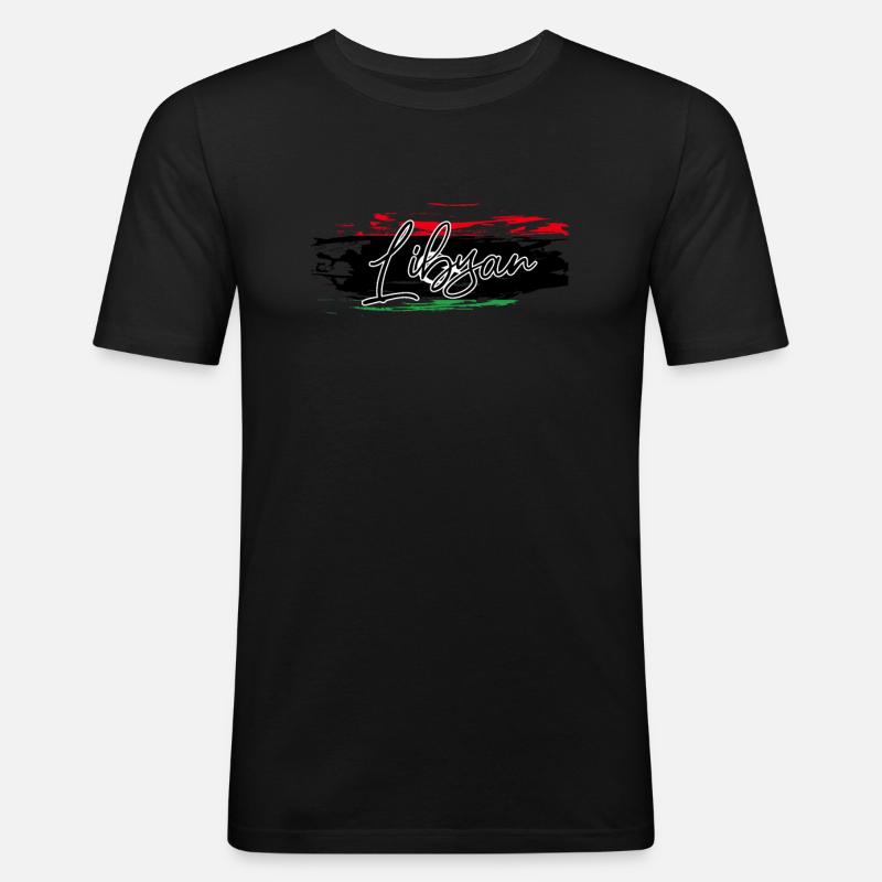 Libya - Männer Slim Fit T-Shirt - Schwarz