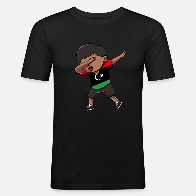 Libya - Männer Slim Fit T-Shirt - Schwarz