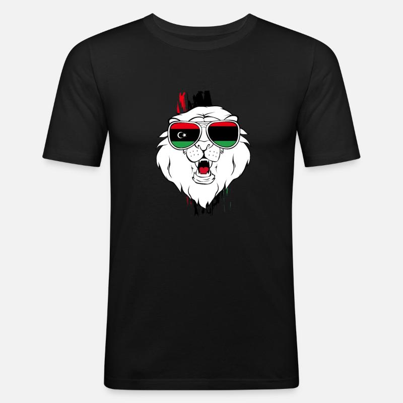 Libya - Männer Slim Fit T-Shirt - Schwarz