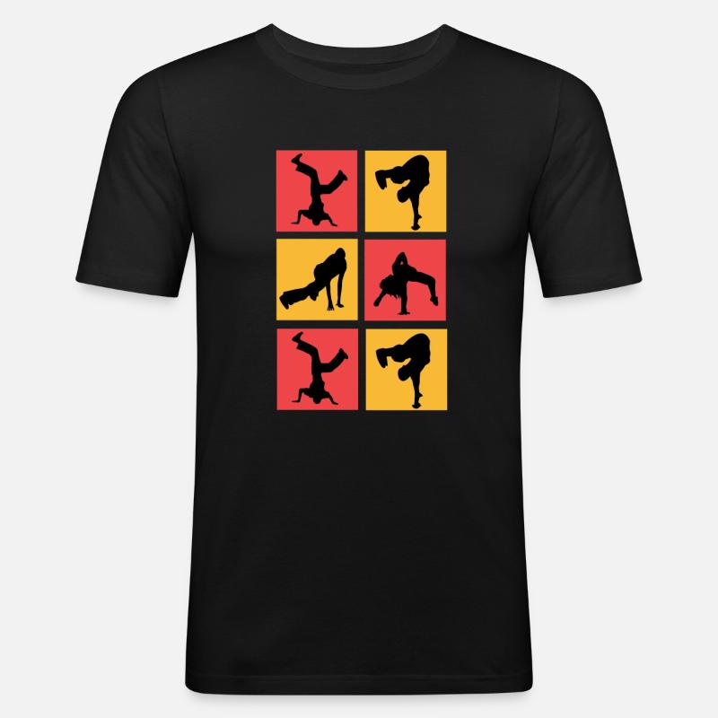 Breakdancing - Männer Slim Fit T-Shirt - Schwarz