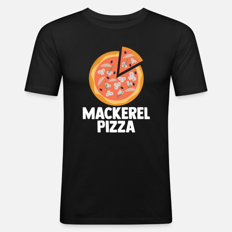 Makerel Pizza - Männer Slim Fit T-Shirt - Schwarz