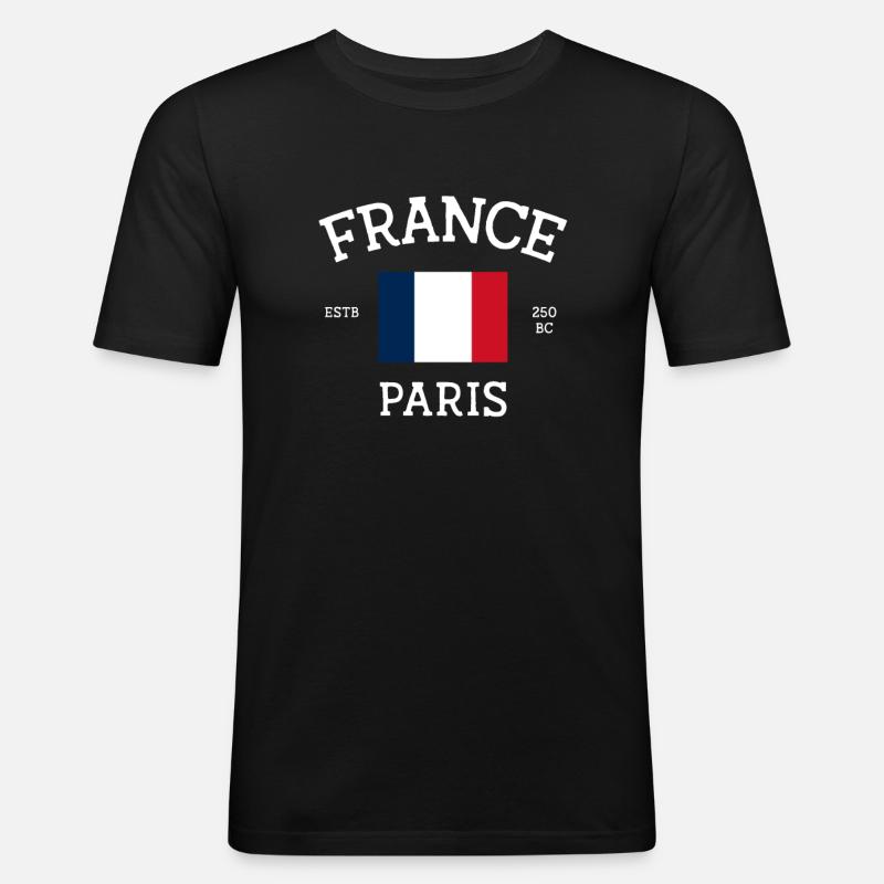 Frankreich - Männer Slim Fit T-Shirt - Schwarz