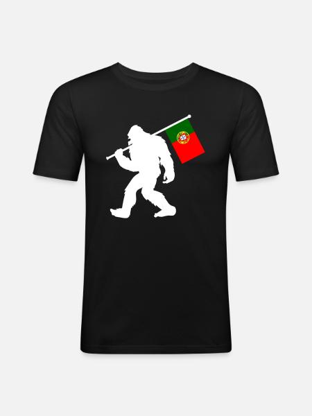 Portugal Bigfoot - Männer Slim Fit T-Shirt - Schwarz