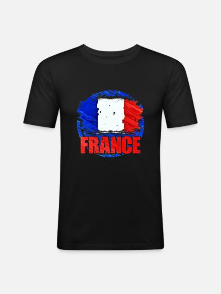 Frankreich - Männer Slim Fit T-Shirt - Schwarz