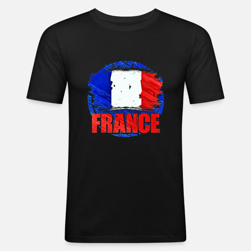 Frankreich - Männer Slim Fit T-Shirt - Schwarz