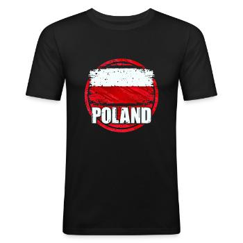 Polen - Männer Slim Fit T-Shirt - Schwarz - Vorne - Nik (191cm)