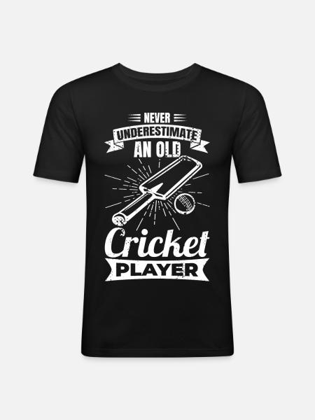 Never underestimate old cricketers - Men's Slim Fit T-Shirt - black