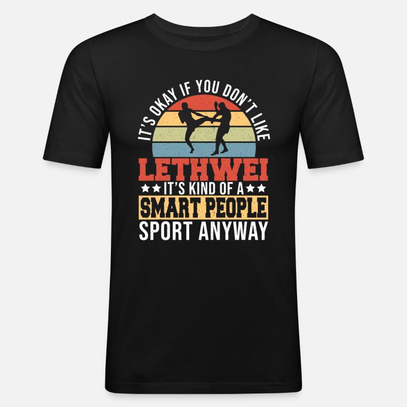 Lethwei Burmese Gift - Men's Slim Fit T-Shirt - black