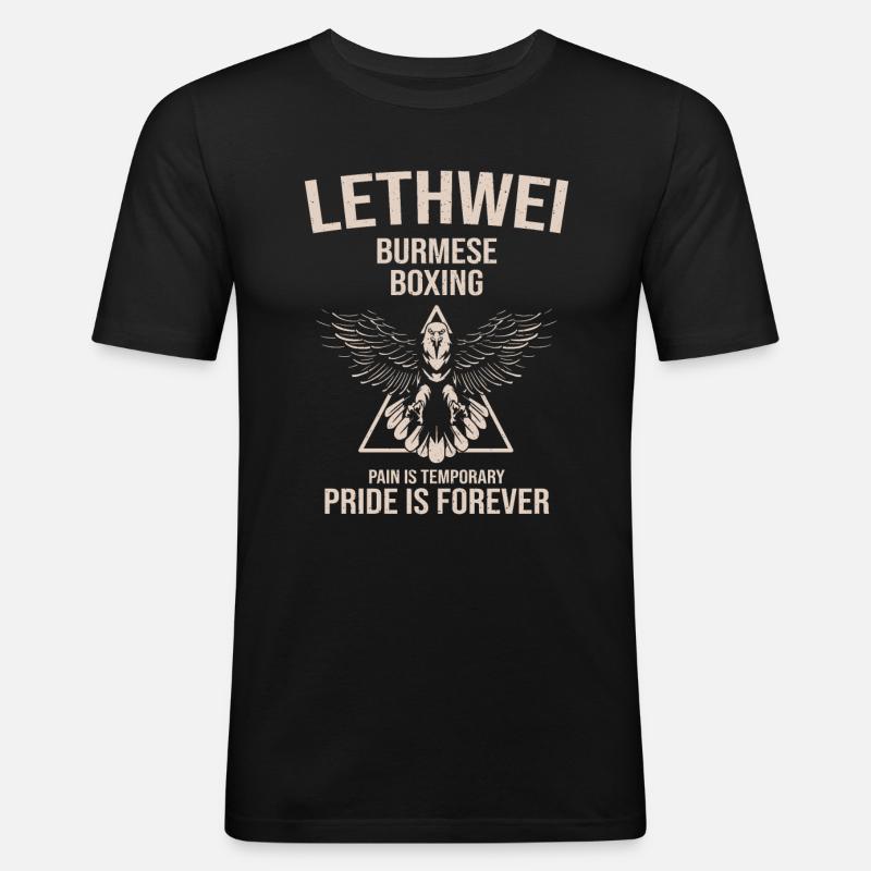 Lethwei Burmese Gift - Men's Slim Fit T-Shirt - black