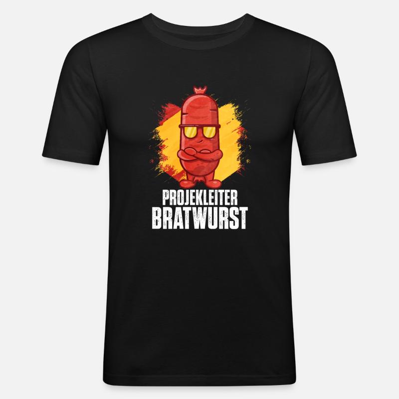 Bratwurst als Geschenk - Männer Slim Fit T-Shirt - Schwarz