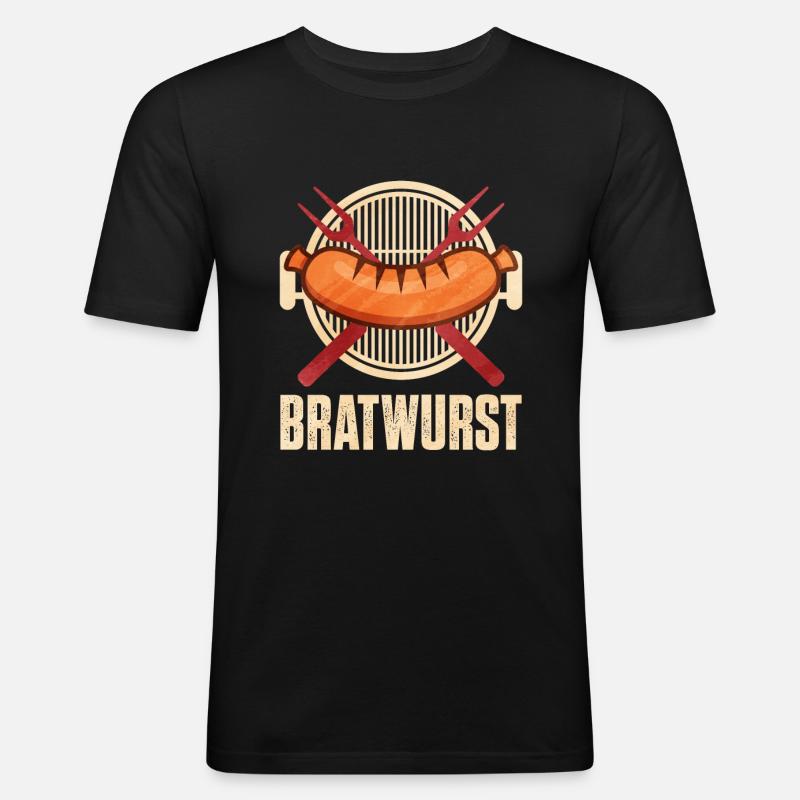 Bratwurst als Geschenk - Männer Slim Fit T-Shirt - Schwarz