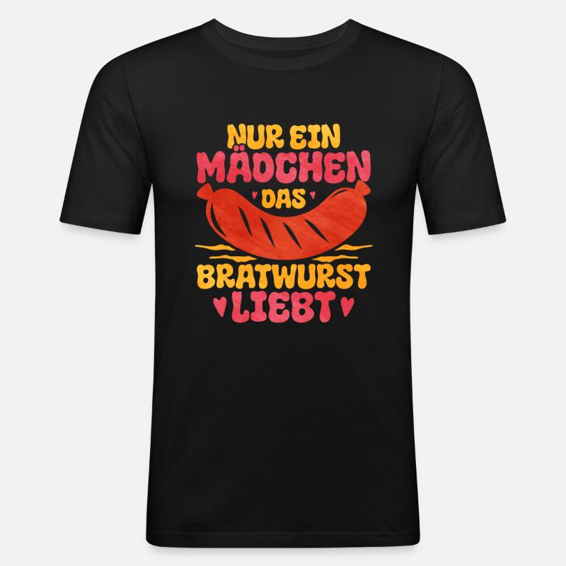Bratwurst als Geschenk - Männer Slim Fit T-Shirt - Schwarz