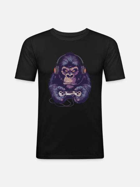 Gorilla Video Game - Men's Slim Fit T-Shirt - black