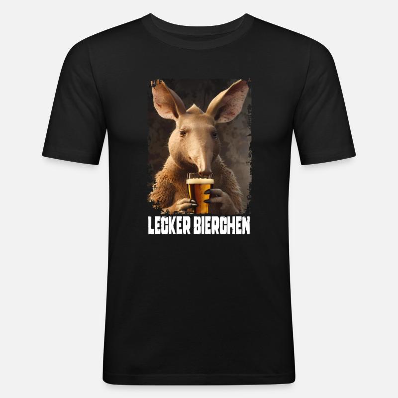 Lecker Bierchen Erdferkel - Männer Slim Fit T-Shirt - Schwarz