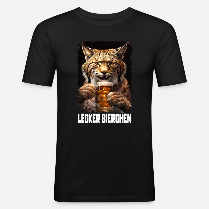 Lecker Bierchen Rotluchs - Männer Slim Fit T-Shirt - Schwarz