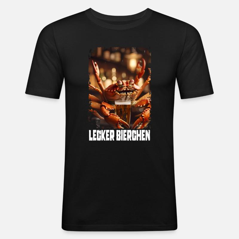 Lecker Bierchen Krabbe - Männer Slim Fit T-Shirt - Schwarz