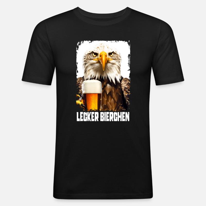 Lecker Bierchen Adler - Männer Slim Fit T-Shirt - Schwarz