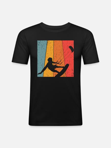 Kitesurfing - Männer Slim Fit T-Shirt - Schwarz