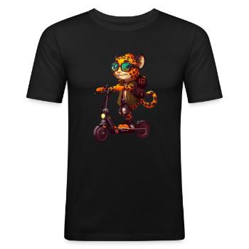 Ocelot Roller - Men's Slim Fit T-Shirt - black - Front - Nik (191cm)