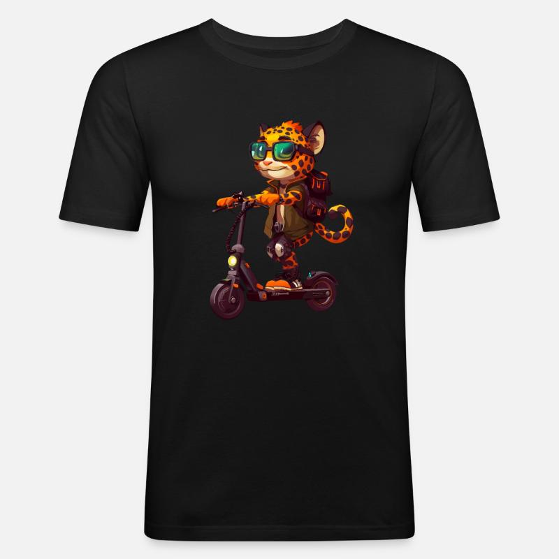 Ozelot Roller - Männer Slim Fit T-Shirt - Schwarz