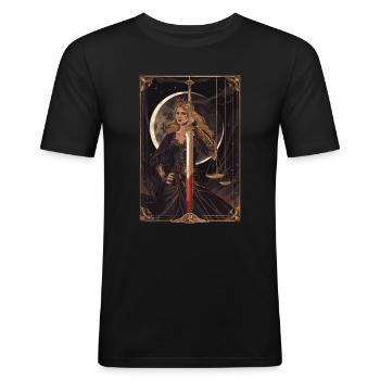 Justice Tarot - Men's Slim Fit T-Shirt - black - Front - Nik (191cm)