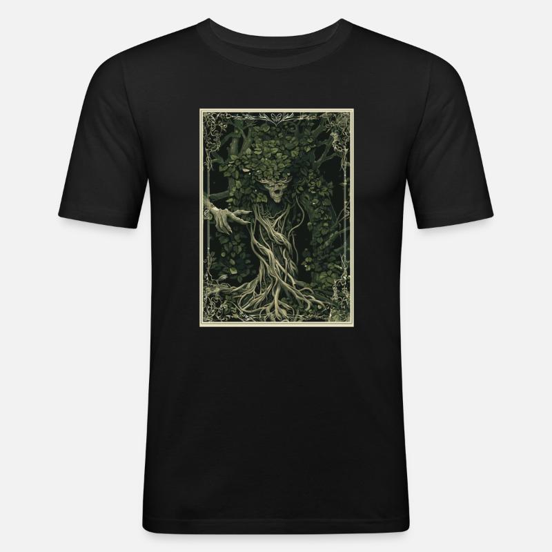 Der Waldwächter Tarot - Männer Slim Fit T-Shirt - Schwarz