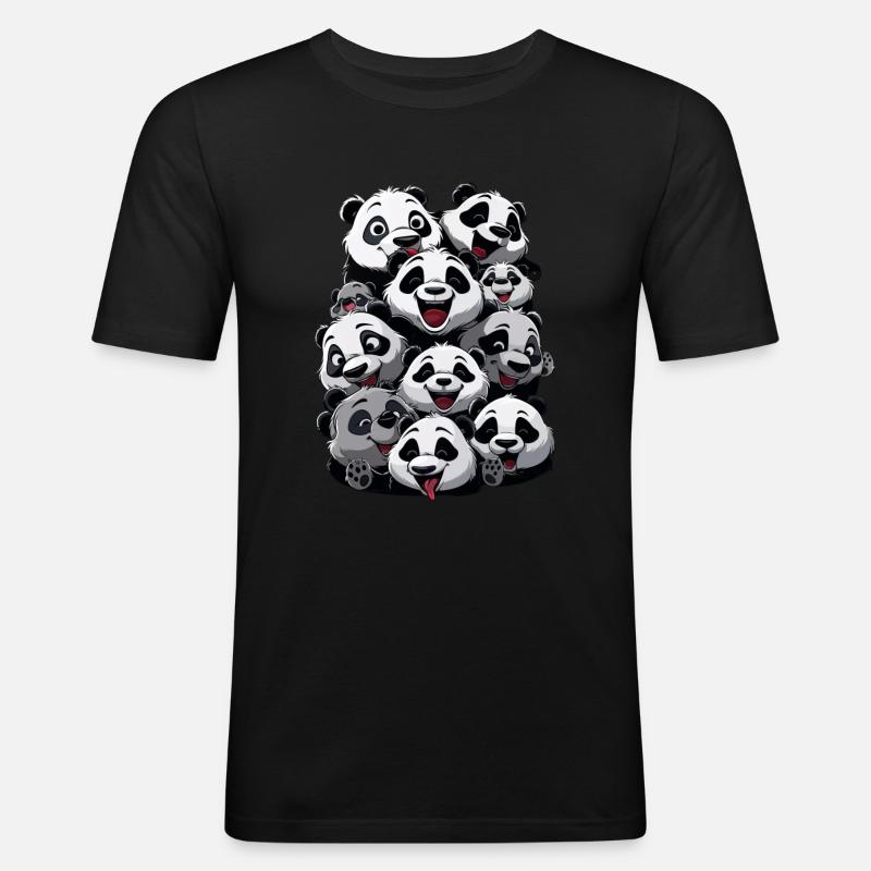 Panda - Männer Slim Fit T-Shirt - Schwarz