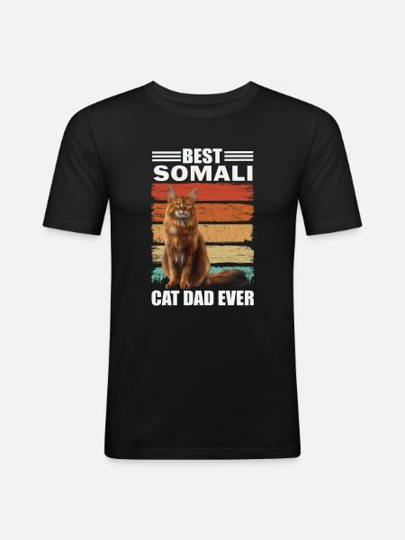 Somali Dad Cat - Men's Slim Fit T-Shirt - black