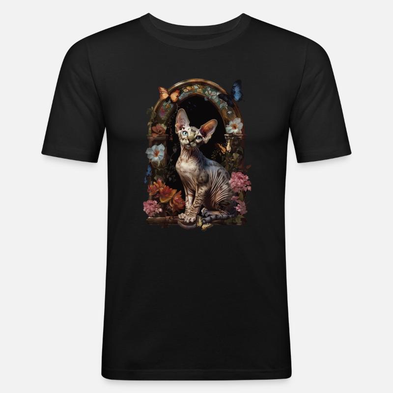 Devon Rex Katze - Männer Slim Fit T-Shirt - Schwarz