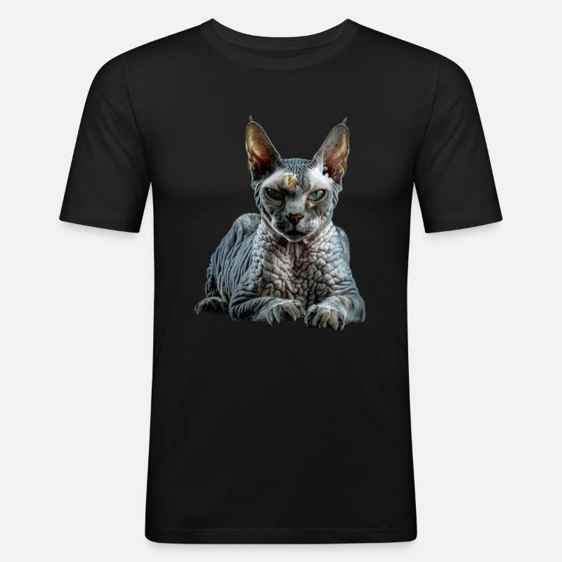 Devon Rex - Männer Slim Fit T-Shirt - Schwarz