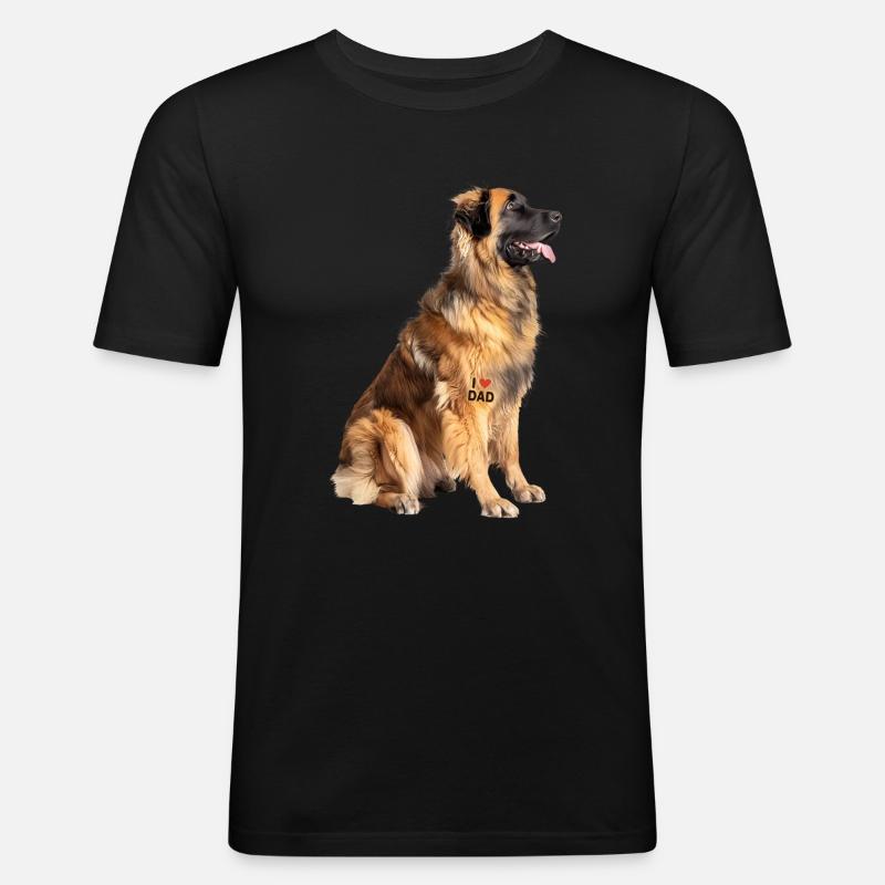 Leonberger Dad Papa - Männer Slim Fit T-Shirt - Schwarz
