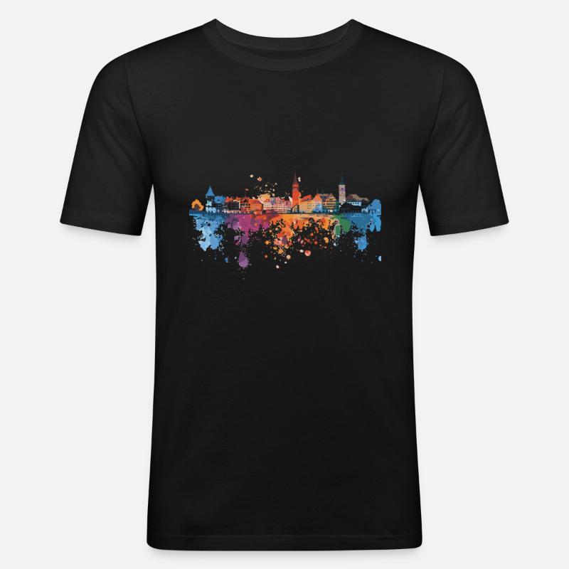 Lindau (Bodensee) - Männer Slim Fit T-Shirt - Schwarz