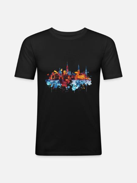 Lunebourg - T-shirt près du corps Homme - noir