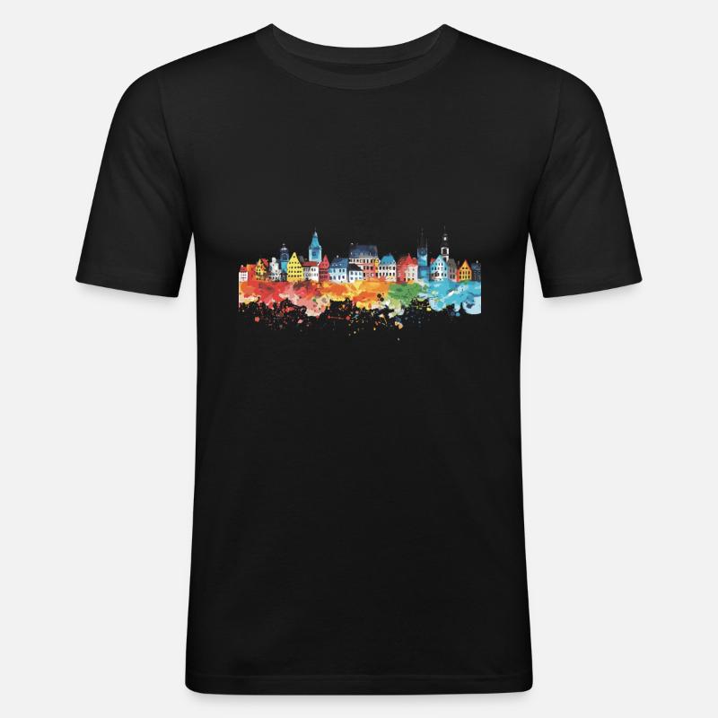 Werne - Männer Slim Fit T-Shirt - Schwarz