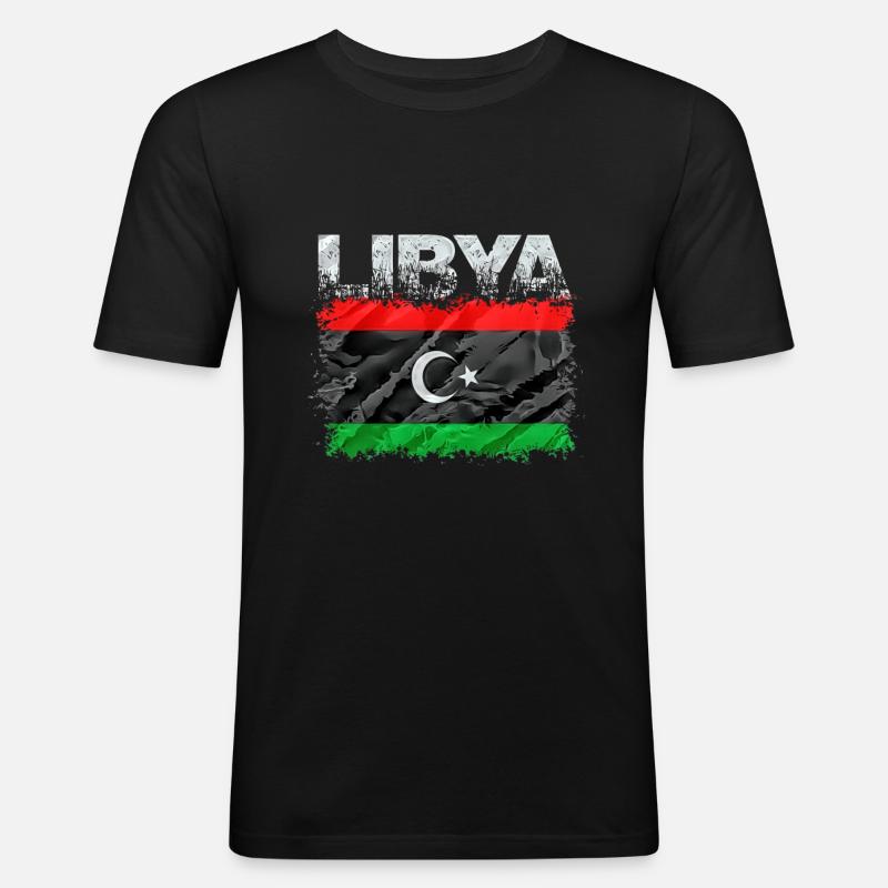 Libyen - Männer Slim Fit T-Shirt - Schwarz