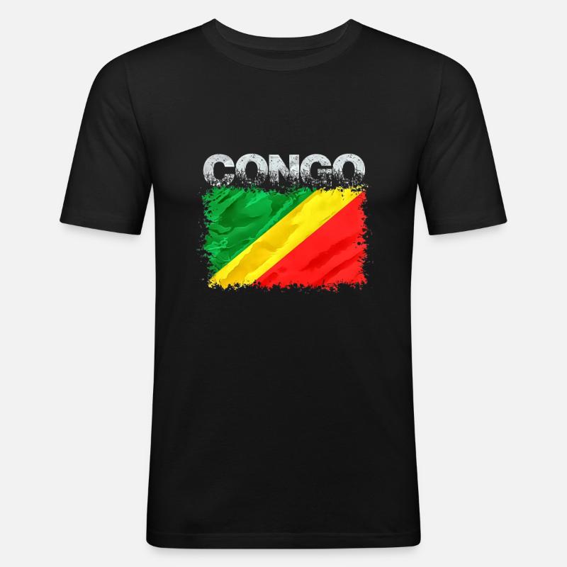 Kongo - Männer Slim Fit T-Shirt - Schwarz