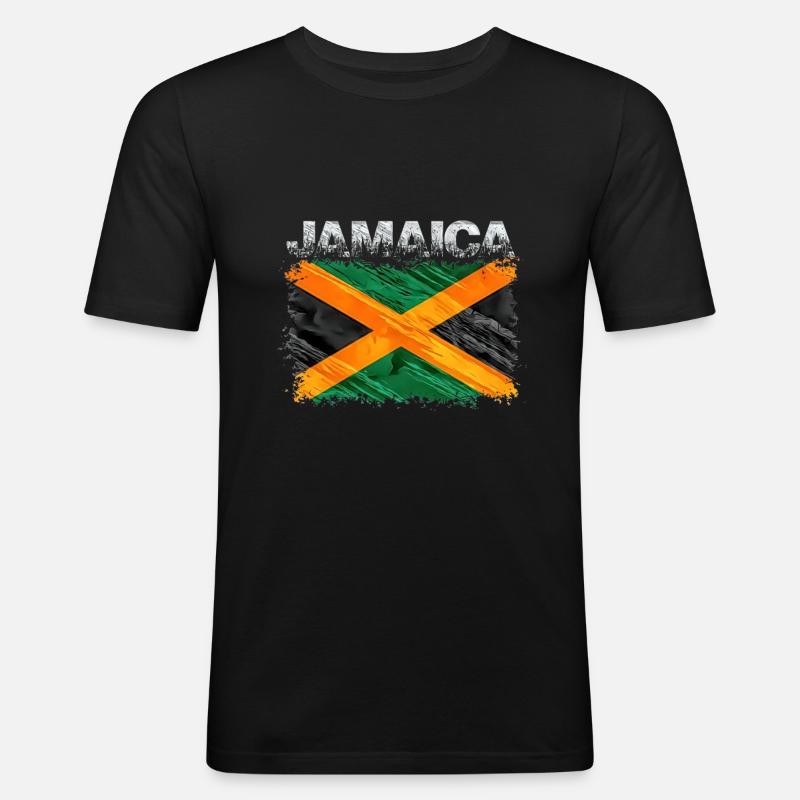 Jamaika - Männer Slim Fit T-Shirt - Schwarz