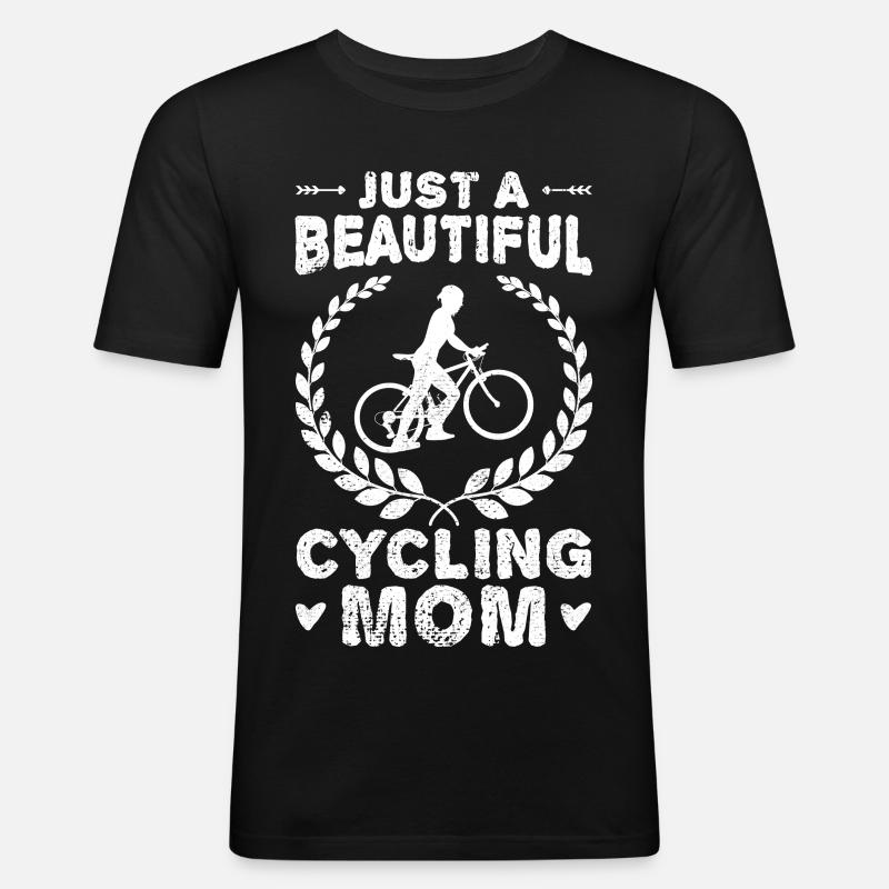 Fahrradfahrer Mutter - Männer Slim Fit T-Shirt - Schwarz