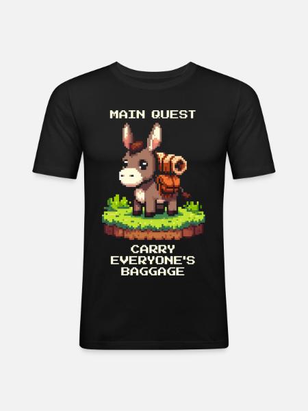 Donkey Quest: Carrying Ballast - Men's Slim Fit T-Shirt - black