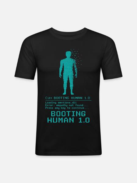 Booting Human 1.0 Empathy Error - Men's Slim Fit T-Shirt - black
