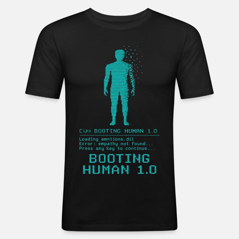 Booting Human 1.0 Empathy Error - Men's Slim Fit T-Shirt - black