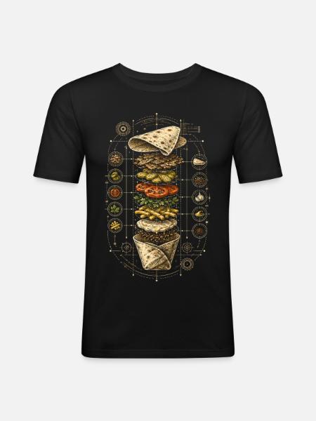 Libanon Libanese Shawarma Blueprint - Männer Slim Fit T-Shirt - Schwarz
